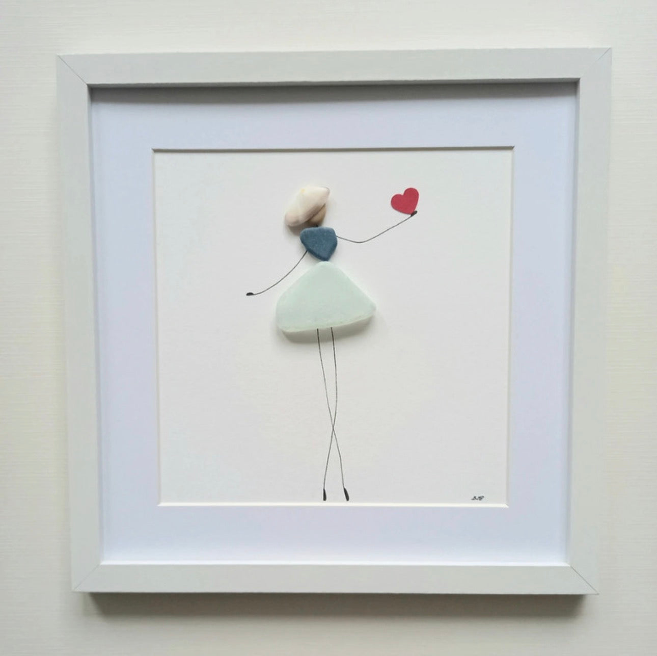 Quadro in vetro di mare fatto a mano – Ballerina con cuore