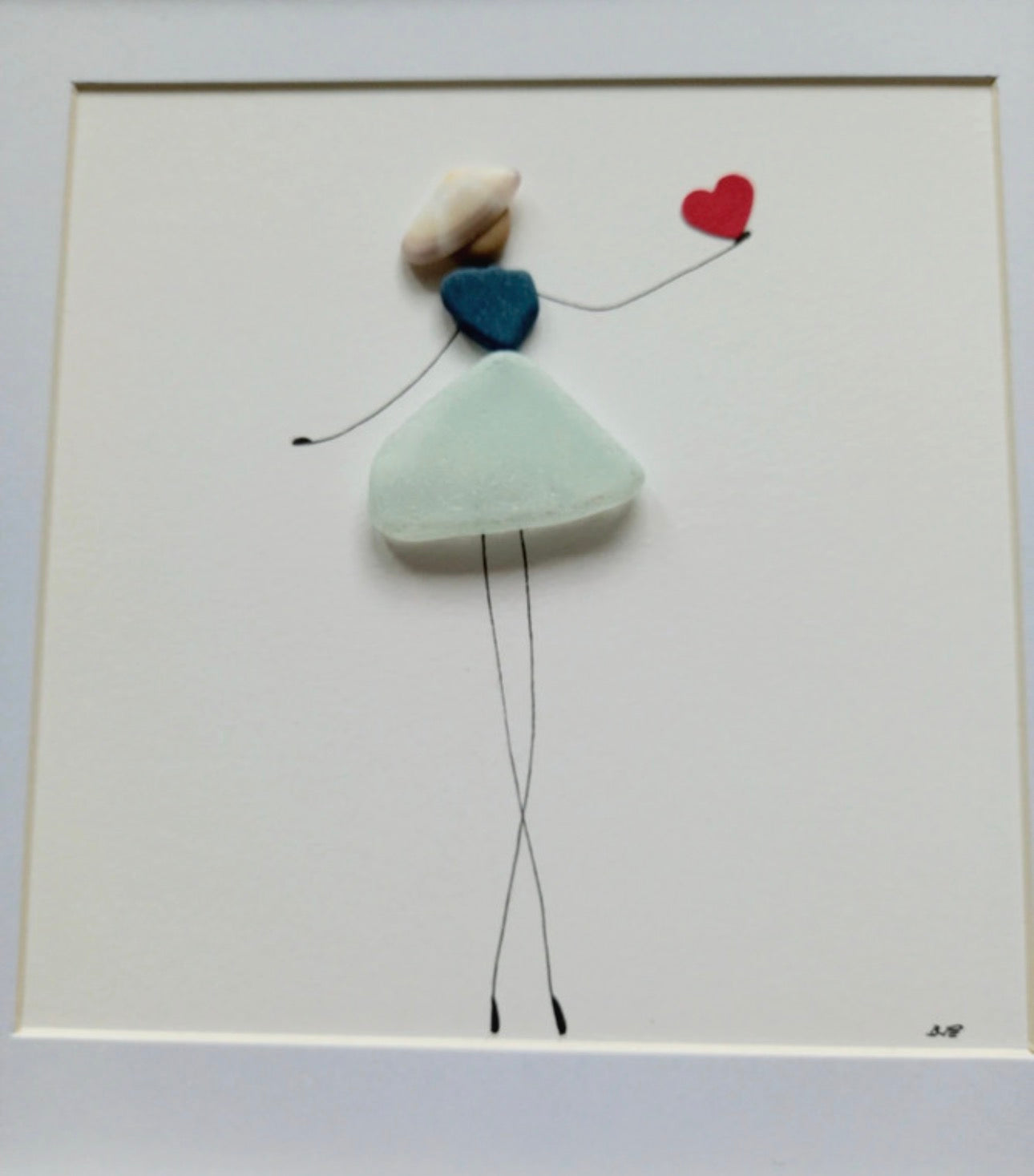 Quadro in vetro di mare fatto a mano – Ballerina con cuore