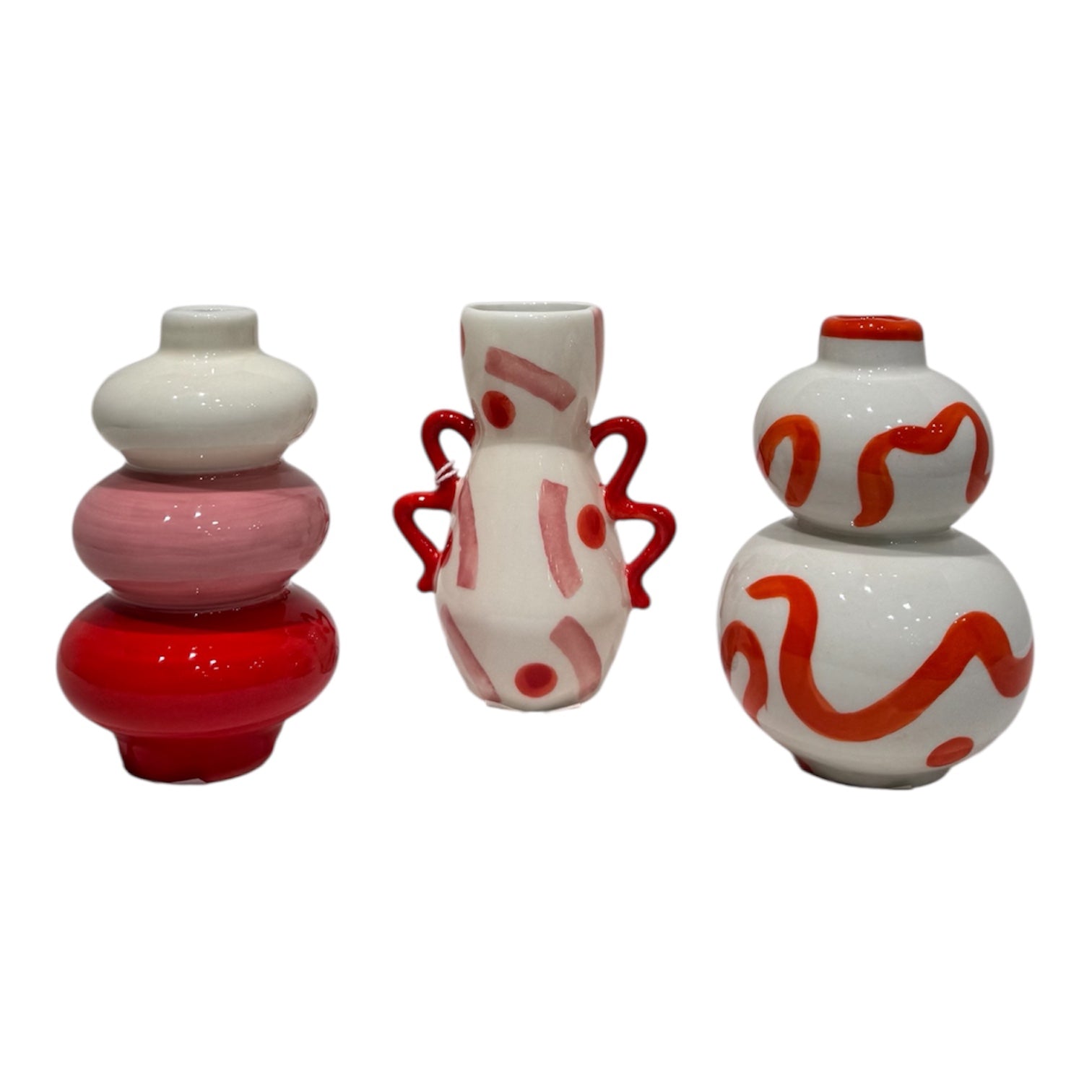 Set di tre vasi in ceramica