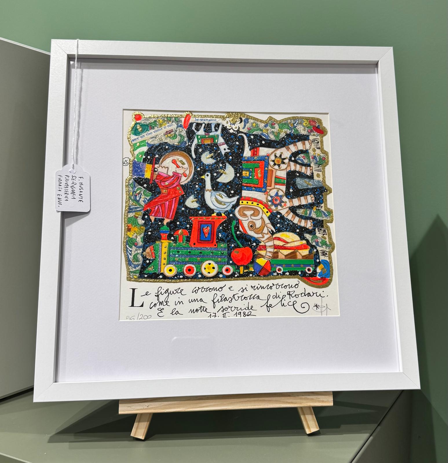 Le figure corrono – Francesco Musante Serigrafia polimaterica ritoccata a mano - Edizione limitata