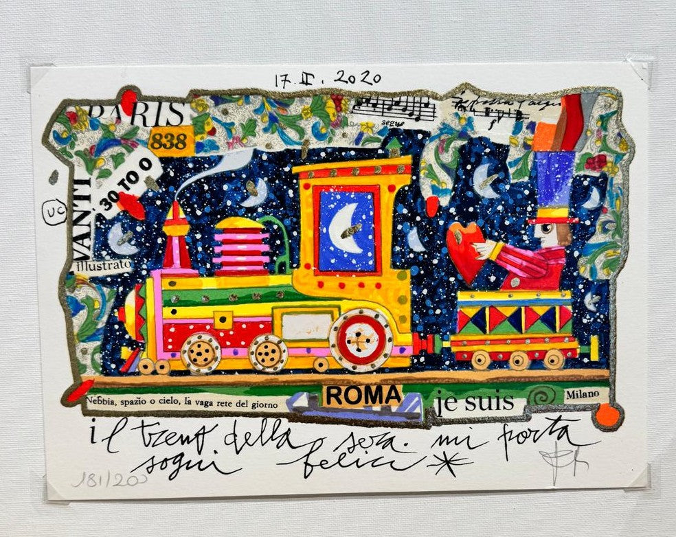 Il treno della sera – Francesco Musante Serigrafia polimaterica ritoccata a mano - Edizione limitata