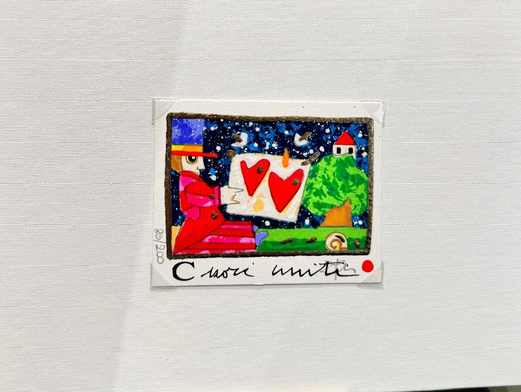 Cuori uniti – Francesco Musante Serigrafia polimaterica ritoccata a mano - Edizione limitata