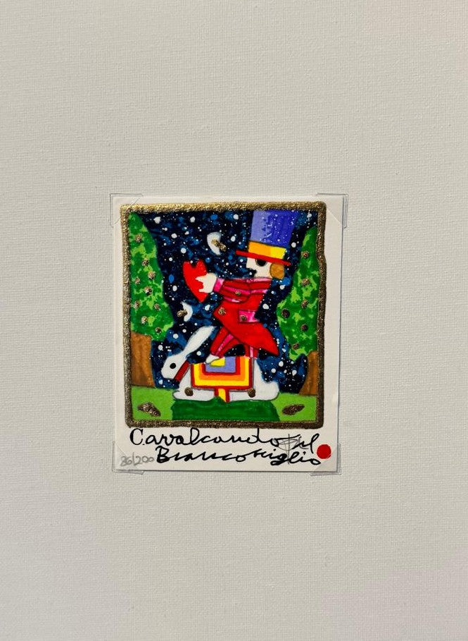 Cavalcando il bianconiglio – Francesco Musante Serigrafia polimaterica ritoccata a mano - Edizione limitata